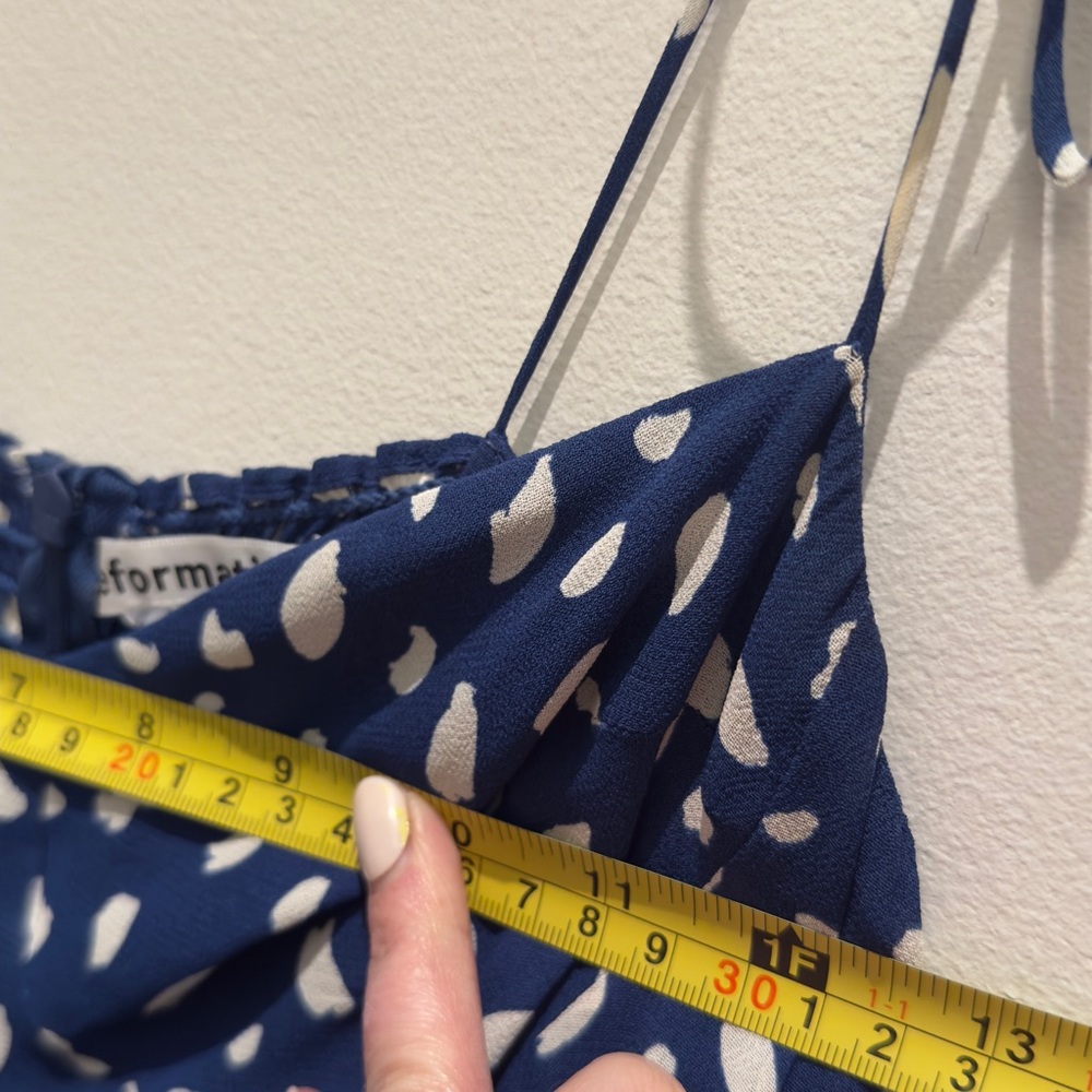 Reformation Juliette Midi Dress Moray Blue Spotted Dress Size 2 Women’s - Picture 13 of 15